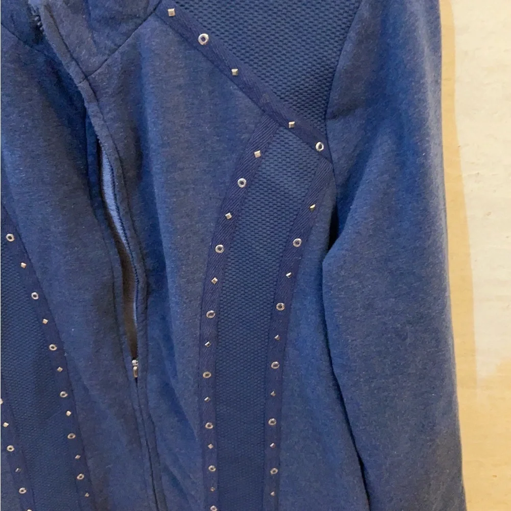 Alfred Dunner Blue Studded Track Pants & Jacket Set